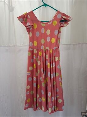 Dot Dot Smile Pink Polka Dot Ruffle Sleeve Dress